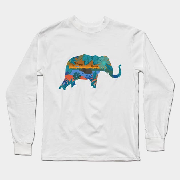 Mandala Elephant Long Sleeve T-Shirt by Dealphy